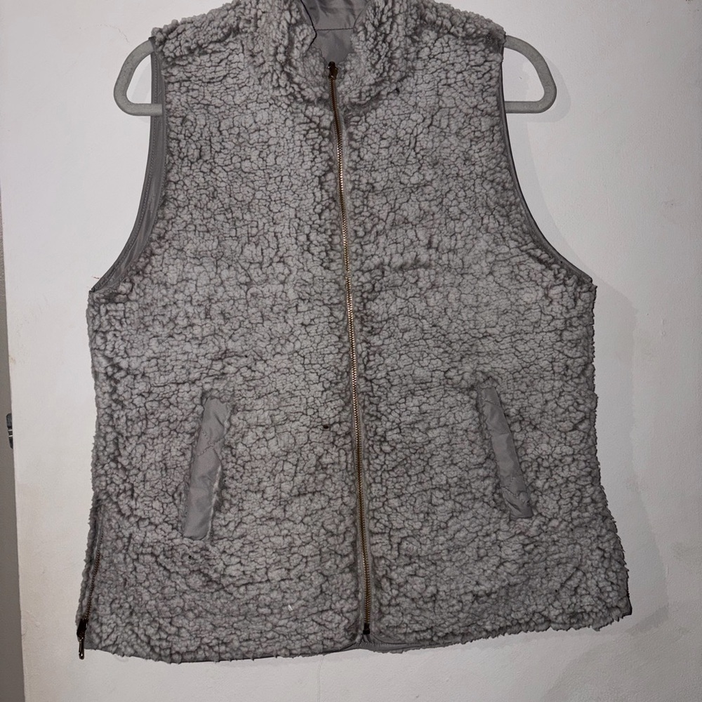 Women's Quilted Gray Vest Reversible - Picture 2 of 7